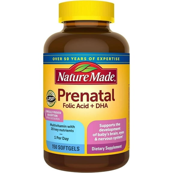 Nature Made Prenatal   Dha 200 mg Dietary Supplement (Netcount 150 Soft Gels), 150Count ()