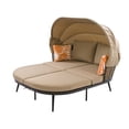thumbnail image 5 of Outdoor Patio Daybed with Retractable Canopy, Sunbed Patio Bed Lounger, Rattan Wicker Back Patio Sectional Loveseat Sofa Set with Throw Pillows and Cushions for Backyard Poolside Garden, Brown, 5 of 11