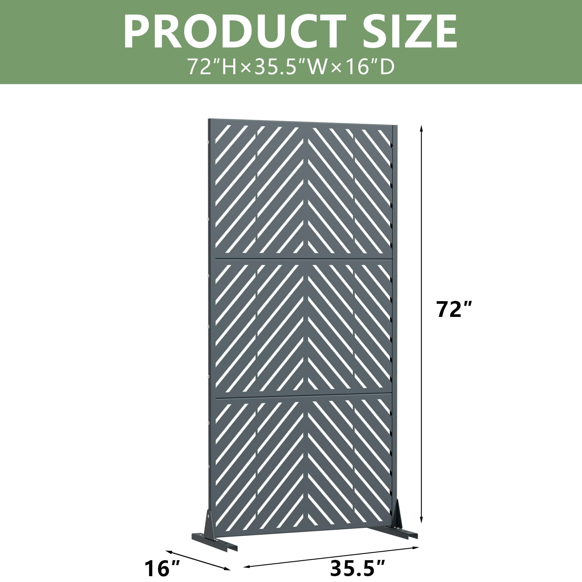 MAYEERTY Outdoor Metal Privacy Screen 6ft × 3ft Cambrian Rock Gray, 3-Panel Parallel Decorative Screen, Weatherproof for Patio