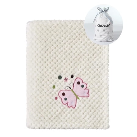 CREVENT Cute Cozy Fluffy Warm Baby Blanket Nap Throws for Girls Boys Infants Baby Shower Birthday Newborn s Gift Ivory Butterfly 30 X40