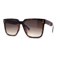 thumbnail image 1 of Womens Squared Horn Rim Inset Lens Oversized Rectangle Sunglasses Tortoise Brown, 1 of 4