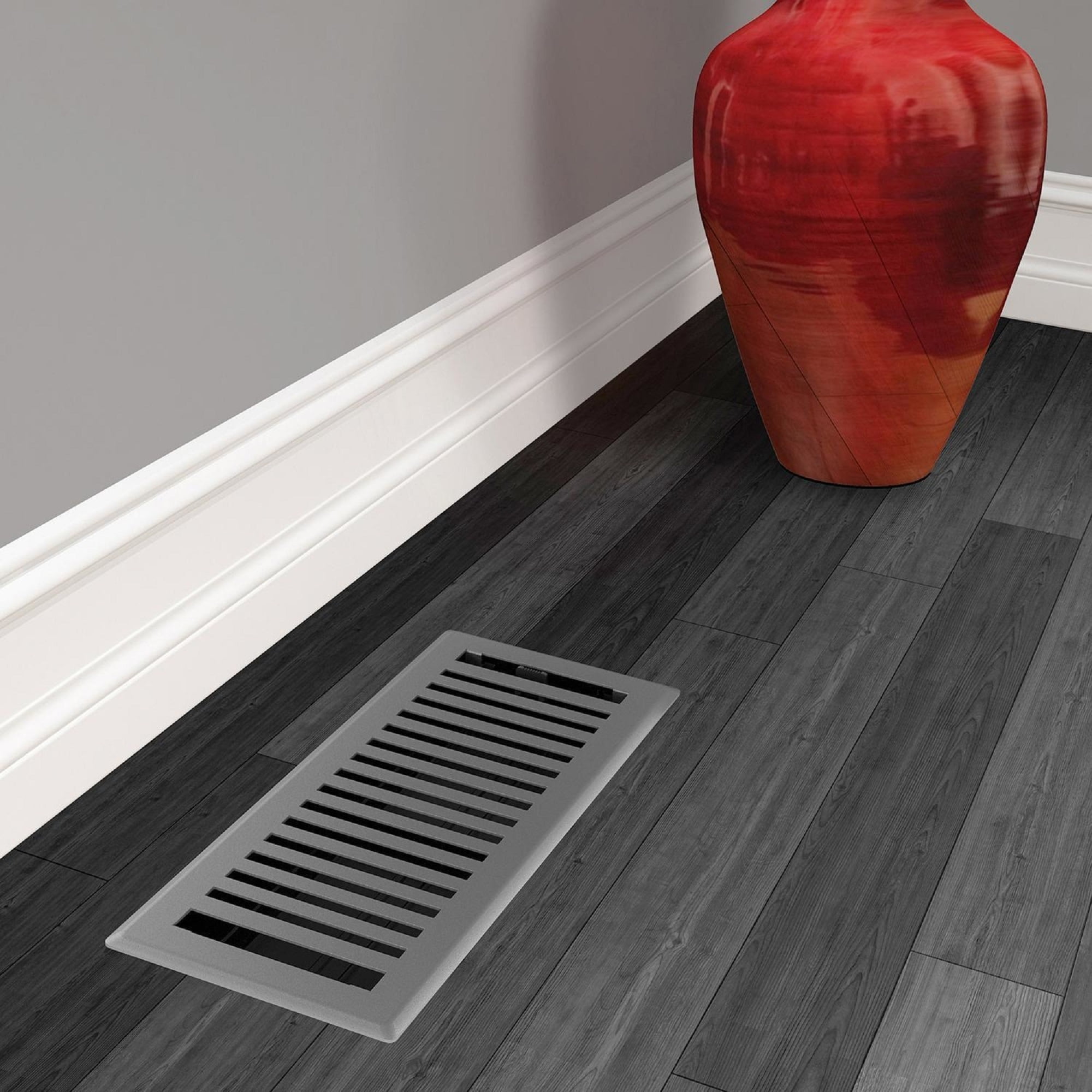 4in x 12in Montezuma Style Grey Granite Metal Rectangular Floor Register (5 PACK) - Overall 5 1/4" x 13 1/4"