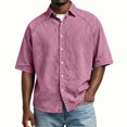 thumbnail image 2 of Kalauyu 3/4 Short Sleeve Button Down Shirts for Men Turn Down Collared Sleeve Casual Loose Tops Soft Lightweight Vacation Fashion Shirts, 2 of 5