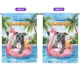 thumbnail image 2 of Hello Summer Pitbull at Swimming Pool Flamingo Swim Ring House Flag 28x40in Double Sided Terrier Dog Lover Outdoor Decor - 12009, 2 of 5