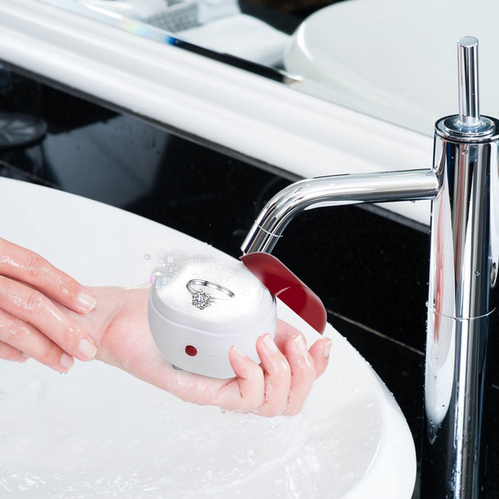 Jewelry Cleaning Machine Small Jewelry Cleaning Machine Battery Powered Efficient Cleaning Used To Clean Jewelry Dentures Glasses Kitchen Brushes Cleaning Products for Home Soap Dispensing Dish Brush