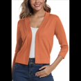 thumbnail image 1 of Suéter Tipo Cárdigan Corto de 3/4 para Mujer, Elegante, Color Naranja, Talla L, 1 of 7