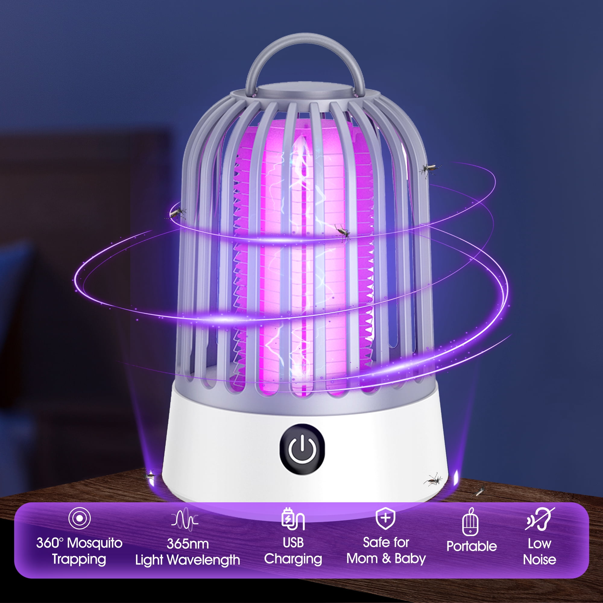 Bug Zapper Outdoor, Bincy Mosquito Zapper for Outdoor and Indoor, Cordless Electric Mosquito Repellent Insect Killer for Home,Kitchen, Patio