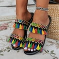 thumbnail image 2 of WRKEKC Sandals for Women Bohemian Style Flat Fringe Beach Slides Casual Summer Flip Flops for Women Outdoor Footwear, 2 of 6