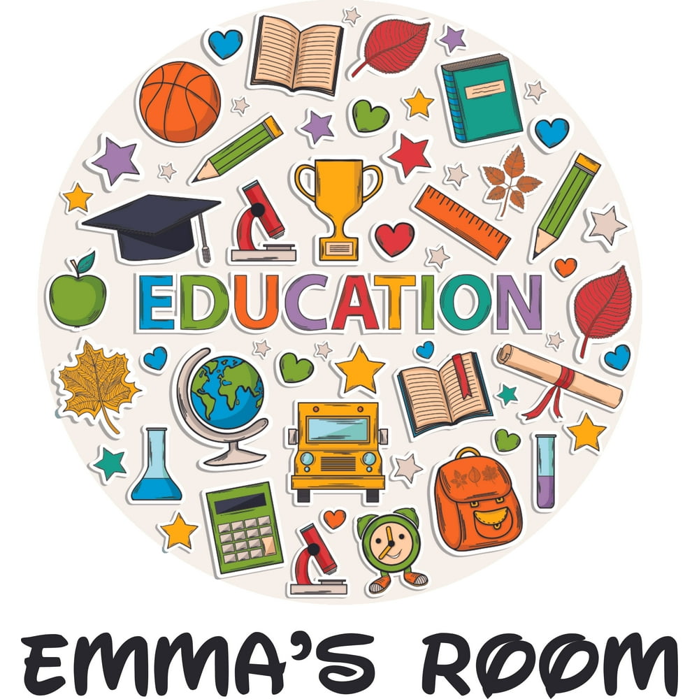 Education Icons Teacher School Wall Decal Custom Vinyl Wall Art Personalized Name Baby
