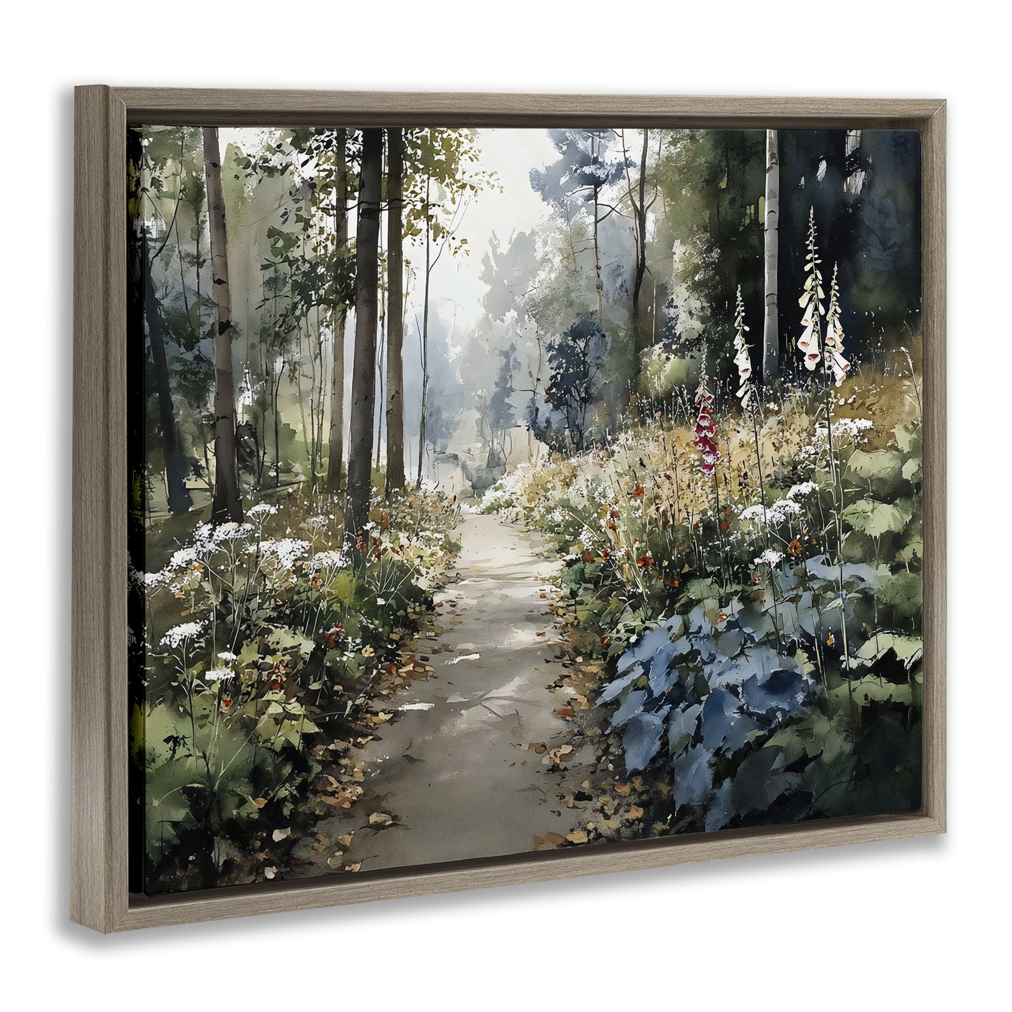 Stupell Industries Foliage Forest at Dusk Brown Framed Floater Canvas Wall Art, design by Franklyn Gregory