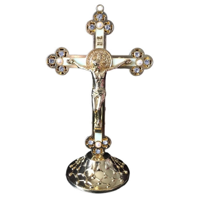 Crucifijo de pared, Cruz, Estatua religiosa de San Jesús, Figura decorativa para iglesia dorado