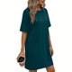 thumbnail image 2 of TaTaai Ladies Classic Solid Color Round Neck Short Sleeve Casual Dress with Functional Pockets Soft Stretchy Material Fashion Midi Dress for Spring Summer Daily Outings Gift, 2 of 6
