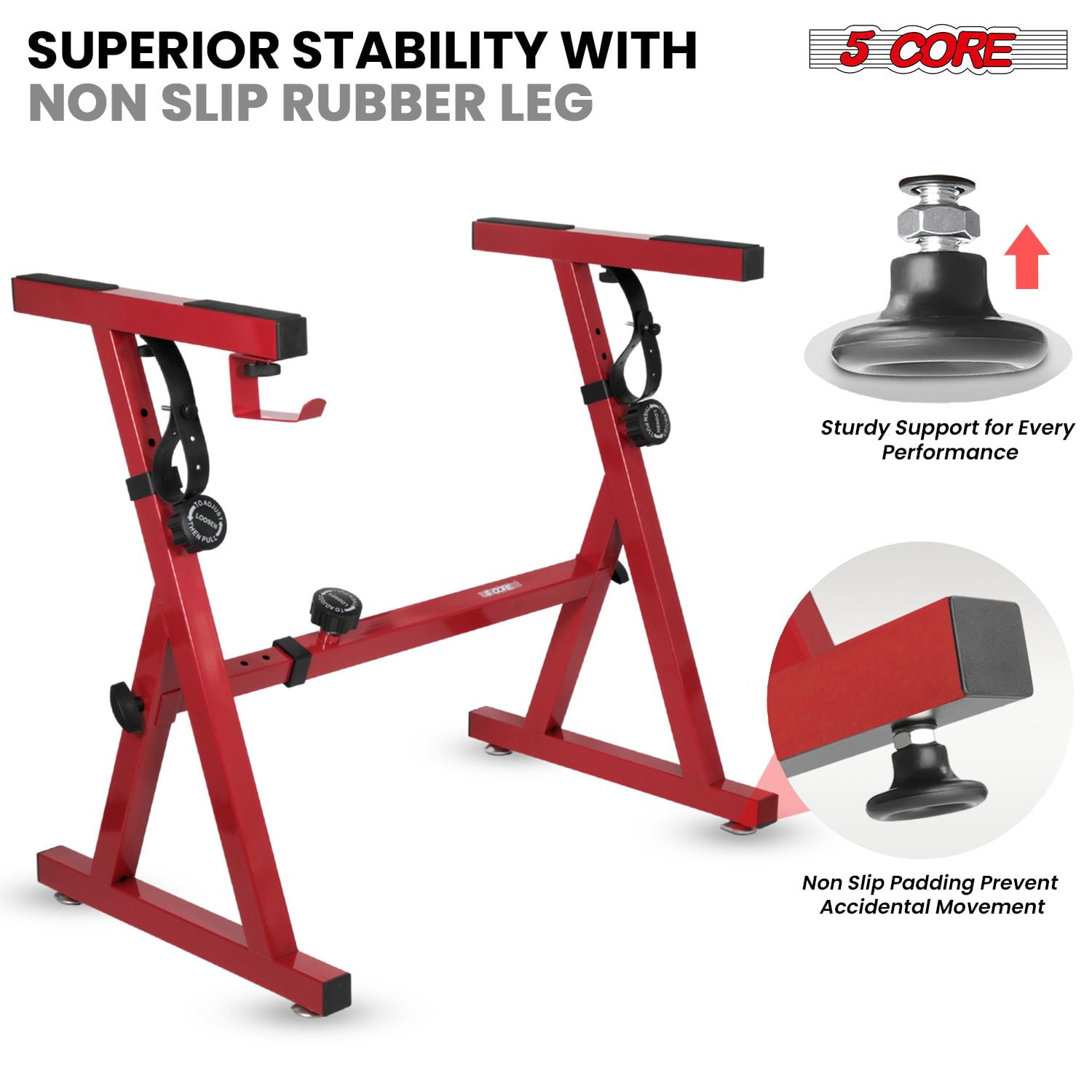 Z-Style Keyboard Stand with Lockable Wheels, Adjustable Height 24.25"-36.5" & Width 19.25"-32.5", Heavy-Duty 250LB Capacity Portable Piano Riser for Digital Pianos
