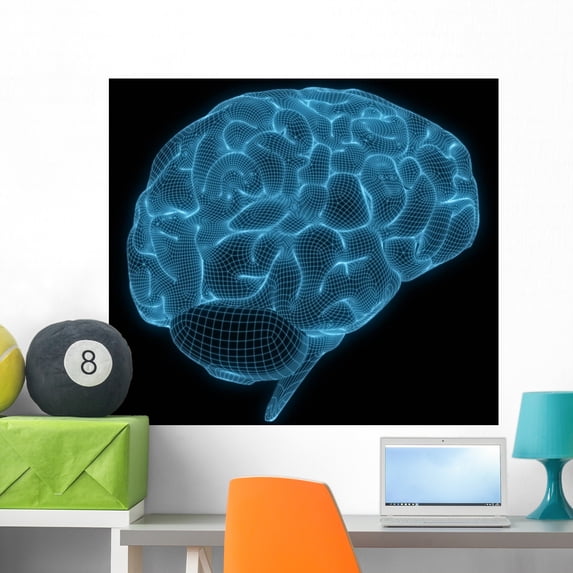 Wireframe Brain Wall Mural by Wallmonkeys Peel and Stick Graphic (36 in W x 27 in H) WM99419