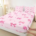 thumbnail image 5 of spefrowx Girly Pink Bow Print Queen Sheets for Teens, Kawaii Polka Dot Queen Sheet Sets, 4 Pieces, 1 Flat Sheet, 1 Fitted Sheet and 2 Pillowcases, 5 of 6