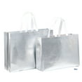 thumbnail image 4 of Bulk 100 Pack Luxury Gift Bags, Silver Metallic Shiny Party Bags Reusable Tote Bags Non-Woven Material Laminated Gift Bags Christmas Wedding Birthday Party Supplies Foldable Bridesmaids Bags, 4 of 4