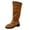 Brown, variant on Lovzfmll Knee High Boots Women, Stacked Wide Calf Snow Boots Suede Belt Buckle, Faux Fur Lined Block Low Heel Round Toe Winter Motorcycle Warm Brown Boots