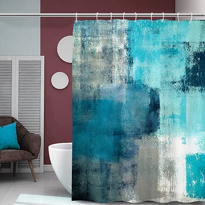 Blood Horse Polyester Waterproof Bathroom Fabric Shower Curtain With 12 Hook 