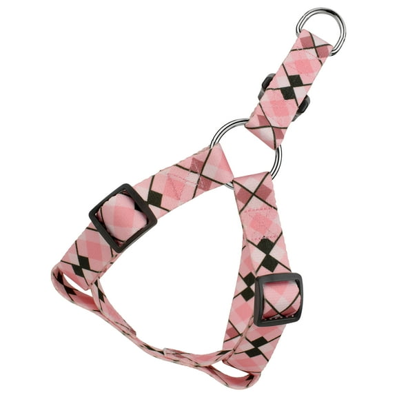 Country Brook Petz® Pink and Brown Argyle Step-In Dog Harness LTD, Medium