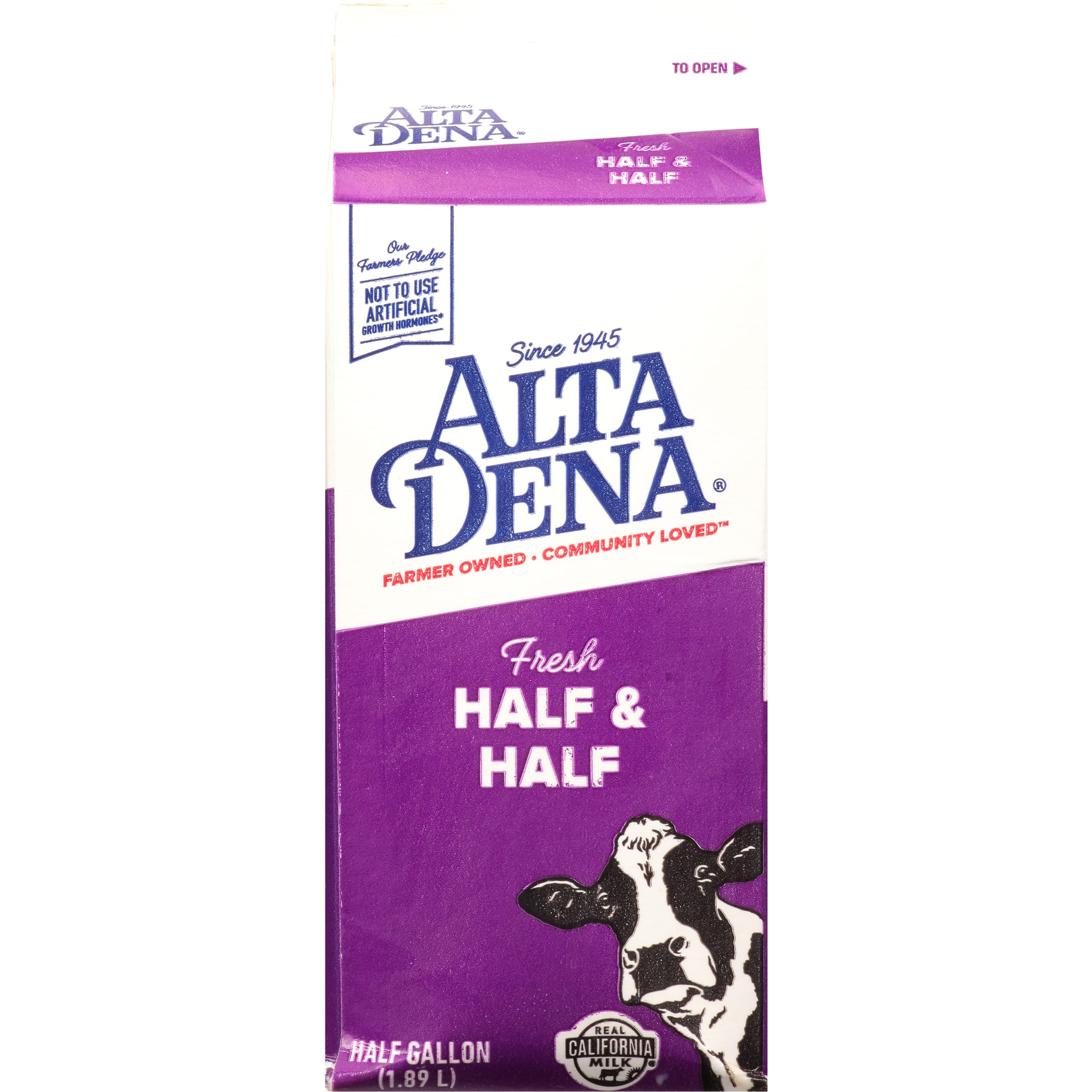 Alta Dena Fresh 10.5 Half & Half Paper Half Gallon