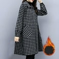 thumbnail image 6 of Plus Size Plaid Vintage Outerwear for Women Lapel Long Sleeve Mid Length Jacket Coats 2024 Warm Winter Outfits with Pockets, 6 of 7