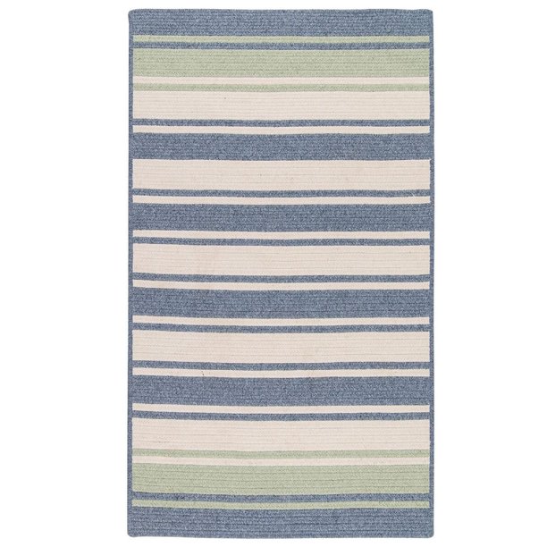 8' x 10' Blue And Green Rectangular Handmade Braided Area Throw Rug