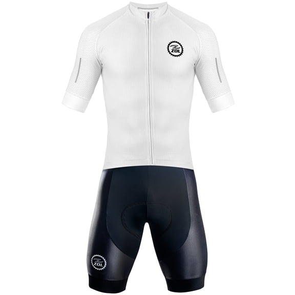 Zol Cycling Jersey and Bib Kit (XXLarge, White)