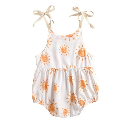 

ZIYIXIN Cute Baby Girls Rompers Sunflowers/Pattern Printed Strapless Belt Jumpsuit Clothes White Sun 12-18 Months
