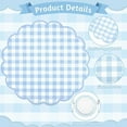 thumbnail image 4 of 60 Pcs Blue and White Gingham Paper Placemats,13.5 Inch Scalloped Blue Checkered Place Mat Disposable Table Placemats Decorative Paper for Table Setting Baby Shower Wedding Bridal Banquet Tea Party, 4 of 6