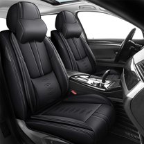 Leather Seat Covers for Jeep Most 98% Cars SUVs,Car Seat Covers Front Set,Waterproof Car Seat Protectors with Airbag,Comfort Interior Cover Seats for Cars(Black,Pillows)
