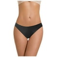 thumbnail image 2 of vigerkar Women's Seamless Ice Silk Thong Panties - Breathable Low-Rise Underwear with Cotton Gusset for Comfortable No-Show Wear Black, S, 2 of 5