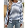thumbnail image 4 of SHIBEVER Women Long Sleeve T Shirts Stripe Tunic Tops Crewneck Side Slit Sweatshirts Color Block Loose Shirts for Women, 4 of 5
