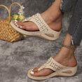 thumbnail image 4 of Women's Plus Size Summer Casual Solid Color Flip-flops Beach Wedge Toe Fish Mouth Sandals Sandals for Women Beige 40, 4 of 6