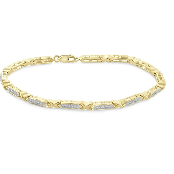 White Diamond Accent 14kt Gold Plated Brass Bracelet, 8.00