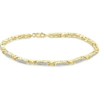White Diamond Accent 14kt Gold Plated Brass Bracelet, 8.00