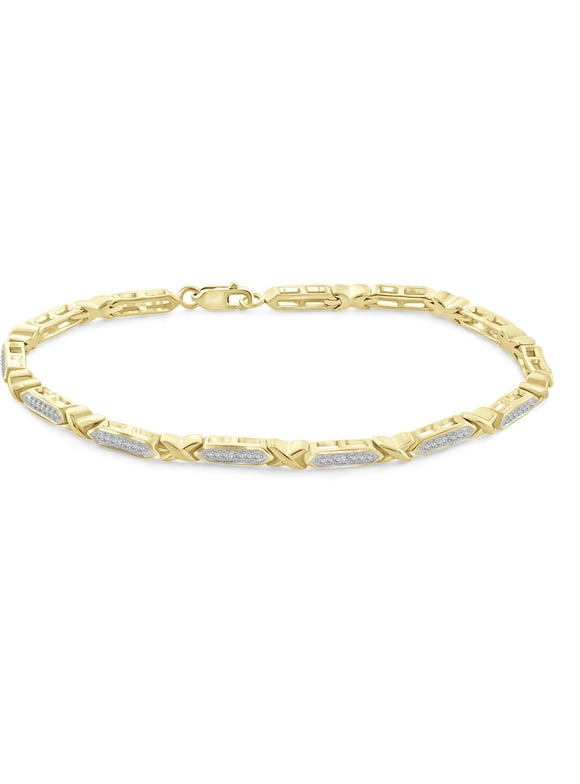 White Diamond Accent 14kt Gold Plated Brass Bracelet, 8.00