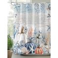 thumbnail image 2 of Fall Shower Curtain Blue Pumpkin Shower Curtains for Bathroom Thanksgiving Decor, Waterproof Polyester Shower Curtain Set with Hooks, Standard Size 72" x 72" Ocean Starfish Shell Coral, 2 of 6