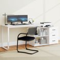 thumbnail image 4 of Costway L-Shaped Desk with Power Outlet 55" Reversible Computer Desk with 3 Drawers White, 4 of 10