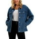 thumbnail image 1 of CHAQUETA DENIM PARA MUJER INSPIRE CHIC CON CUELLO DE PANA, MANGAS LARGAS, CIERRE DE BOTÓN, SHACKET OCCIDENTAL, CHAQUETAS DE JEAN TALLA L AZUL OSCURO, 1 of 6