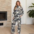 thumbnail image 4 of Glofpot Women's 2 Piece Outfits, Mock Neck Sweatsuits Loungewear Set Long Sleeve Sweatshirt, Wide Leg Sweatpants, Oversized Sweat Sets, Casual Tracksuit, Drawstring Activewear, Grey Camo, 4 of 7
