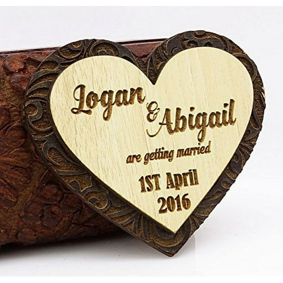 Custom Engraved Wooden Magnet Personalized Gift 10 Rustic Wedding Save The Date Wooden Magnet
