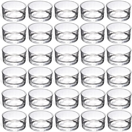 Fzchyzoar 30 PCS Small Clear Glass Tealight Candle Holders,Tealight Holders Bulk Use for Weddings Parties Dinner,for 1.5" Tealight. as Well as Candle Mould… Clear Clear Clear