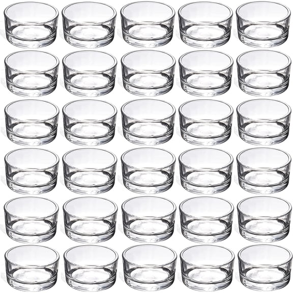 Fzchyzoar 30 PCS Small Clear Glass Tealight Candle Holders,Tealight Holders Bulk Use for Weddings Parties Dinner,for 1.5" Tealight. as Well as Candle Mould… Clear Clear Clear