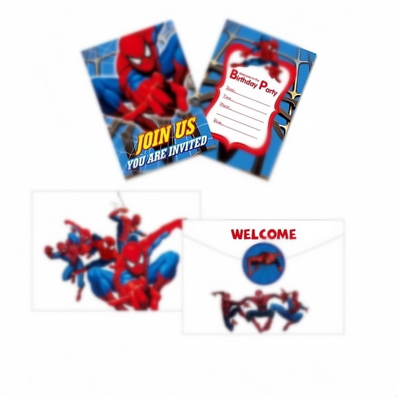 Anime Theme Birthday Party Invitation & Envelopes，12Pcs
