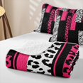 thumbnail image 4 of Erosebridal Neon Pink Animal Stripe Twin Quilt Set,Leopard Zebra Patchwork Lines Twin Coverlet Set For Girls,2pcs, 4 of 7