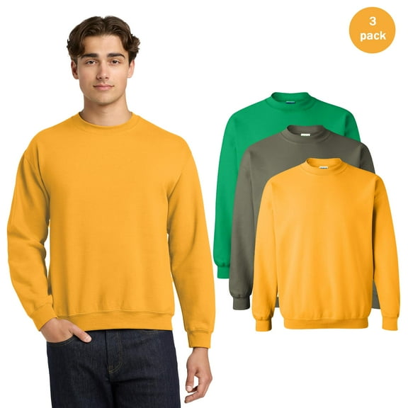 Gildan Heavy Blend Safety Crewneck Sweatshirt, Men's Hi Vis Safety Sweatshirt, 3-Pack Mix Shirts, S