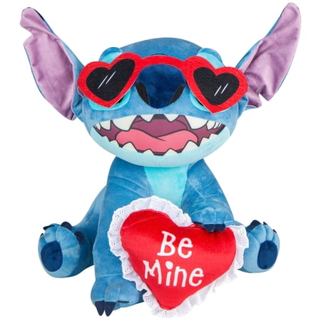 Valentines Day Plush Decor Stitch with Heart Sunglasses, 16.53 in, by Disney