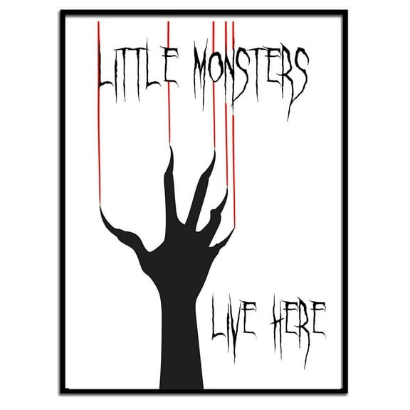 WestConfe Little Monsters Live here, Halloween Wall Art, Halloween Poster, Scary Poster, Halloween Print, Halloween decor