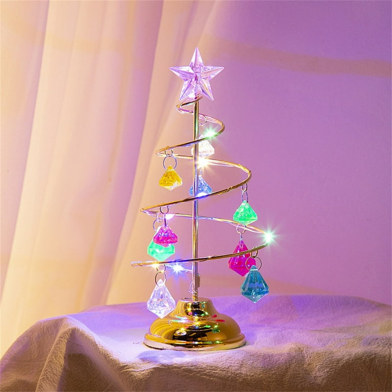LED Night Light Mini Christmas Tree Crystal Garland Lamp For Kids
