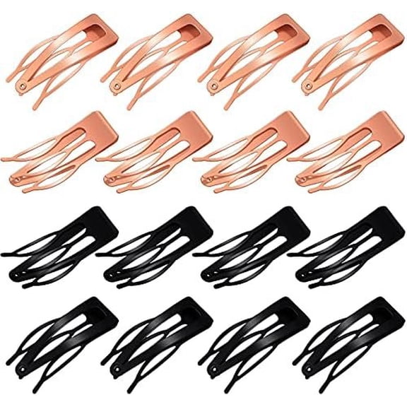 32 count Hair Clips Set - 3 Prong Double Grip Metal Barrettes and Combs for Women and Girls, Hair Accessories (Rose , Black)